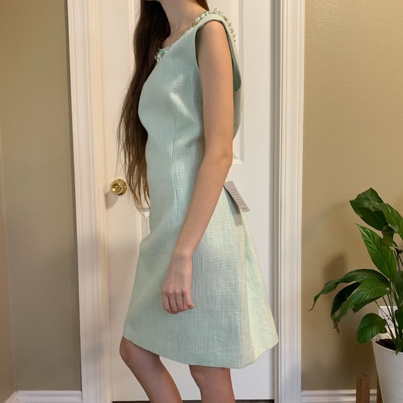 Tahari Light turquoise mini dress - Picture 2 of 8